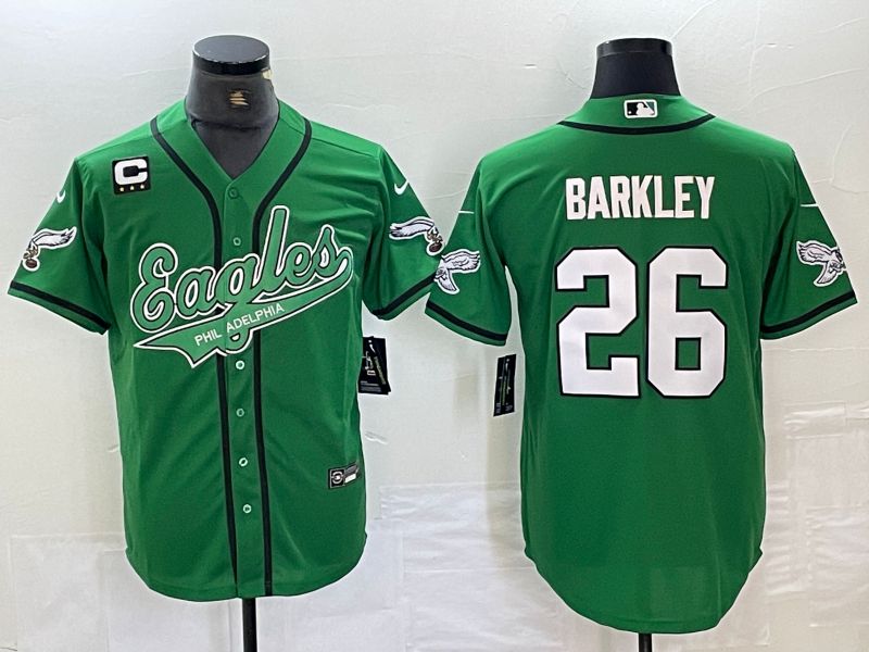 Men Philadelphia Eagles #26 Barkley Green 2024 Nike Co branded NFL Jersey style 6->philadelphia eagles->NFL Jersey